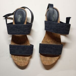 Bass To Go Comfort Laurie Women's Dark Blue Cork Sandals 8M